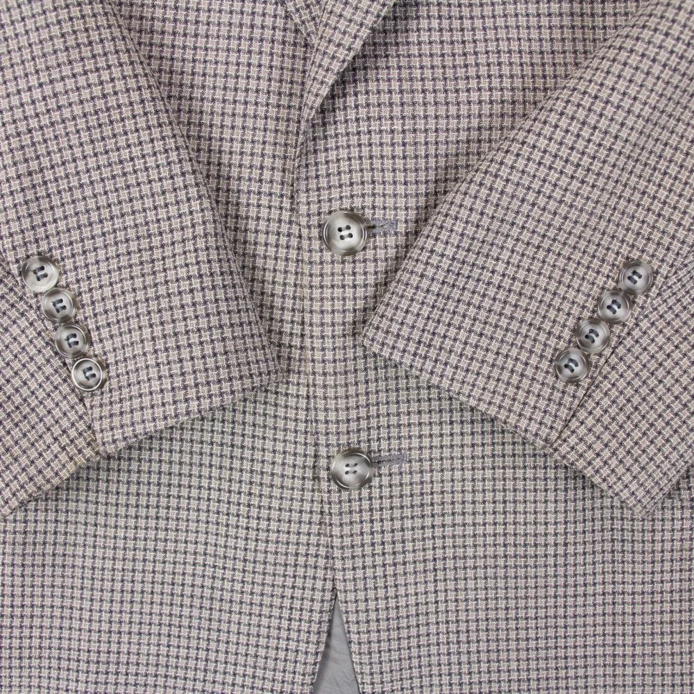 VTG Canali Milano Mens 46R Blazer Sport Coat Brown Houndstooth Made in Italy‎